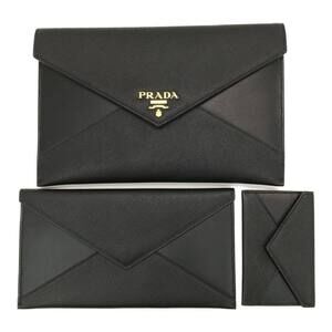 Prada Saffiano Leather Document Holder Black